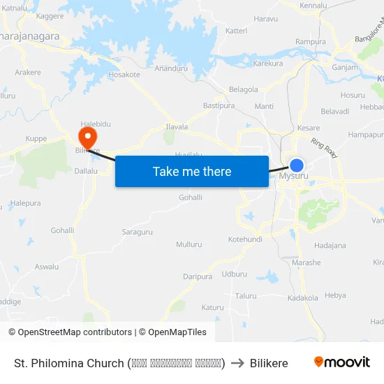 St. Philomina Church (ಸಂತ ಫಿಲಾಮಿನಾ ಚರ್ಚ್) to Bilikere map