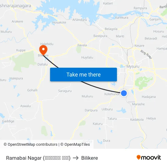 Ramabai Nagar (ರಮಾಬಾಯಿ ನಗರ) to Bilikere map