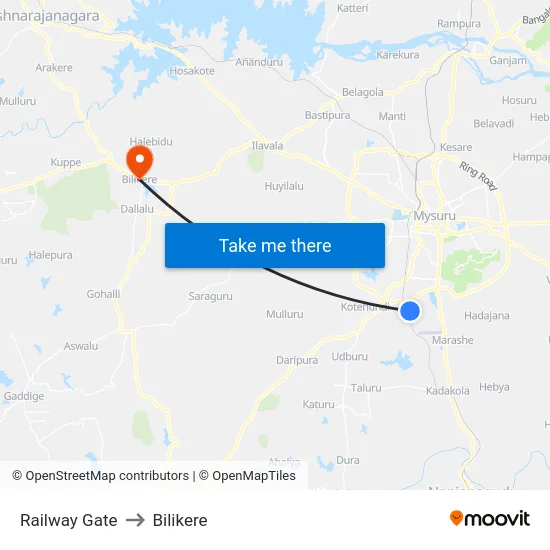 Railway Gate to Bilikere map