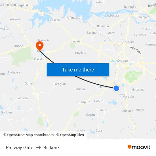 Railway Gate to Bilikere map