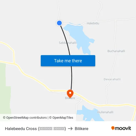 Halebeedu Cross (ಹಳೇಬೀಡು ಕ್ರಾಸ್) to Bilikere map