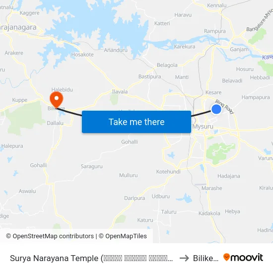 Surya Narayana Temple (ಸೂರ್ಯ ನಾರಾಯಣ ದೇವಸ್ಥಾನ) to Bilikere map