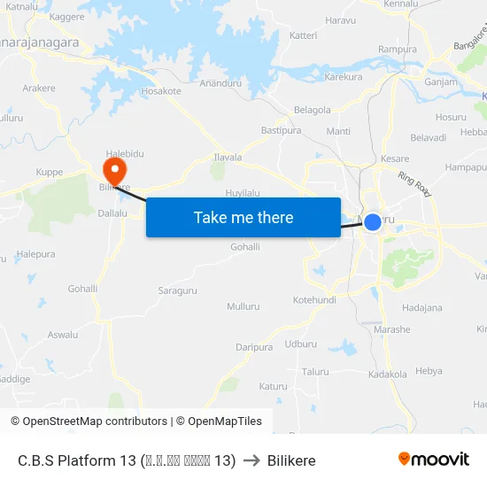 C.B.S Platform 13 (ನ.ಬ.ನಿ ಅಂಕಣ 13) to Bilikere map