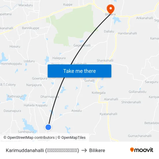 Karimuddanahalli (ಕರಿಮುದ್ದನಹಳ್ಳಿ) to Bilikere map