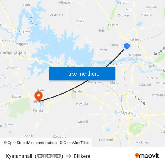 Kyatanahalli (ಕ್ಯಾತನಹಳ್ಳಿ) to Bilikere map