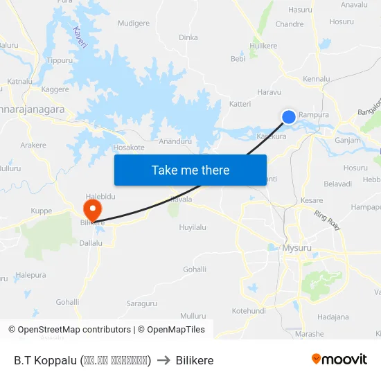 B.T Koppalu (ಬಿ.ಟಿ ಕೊಪ್ಪಲು) to Bilikere map