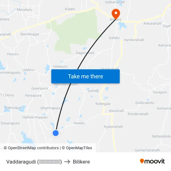 Vaddaragudi (ವಡ್ಡರಗುಡಿ) to Bilikere map