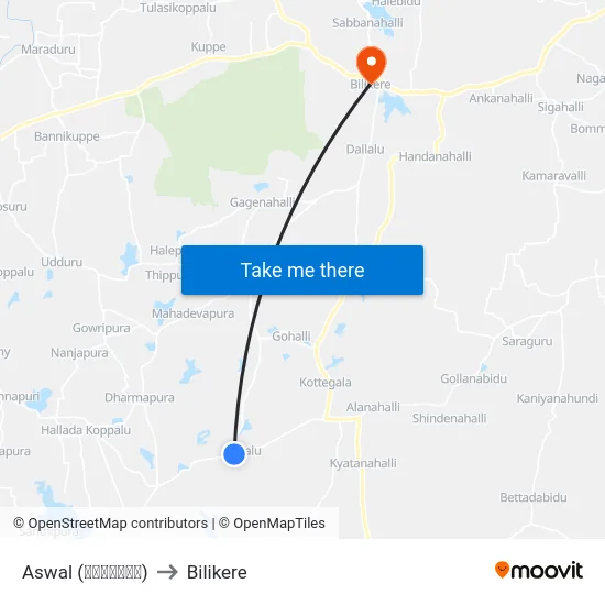 Aswal (ಅಸ್ವಾಲ್) to Bilikere map