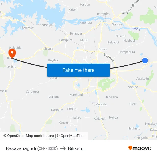 Basavanagudi (ಬಸವನಗುಡಿ) to Bilikere map