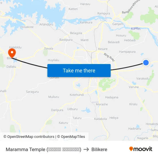 Maramma Temple (ಮಾರಮ್ಮ ದೇವಸ್ಥಾನ) to Bilikere map