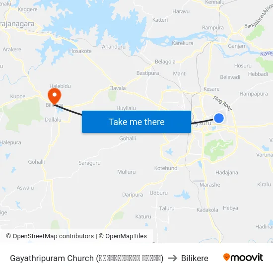 Gayathripuram Church (ಗಾಯತ್ರಿಪುರಂ ಚರ್ಚ್) to Bilikere map