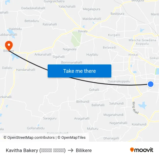 Kavitha Bakery (ಕವಿತಾ ಬೇಕರಿ) to Bilikere map
