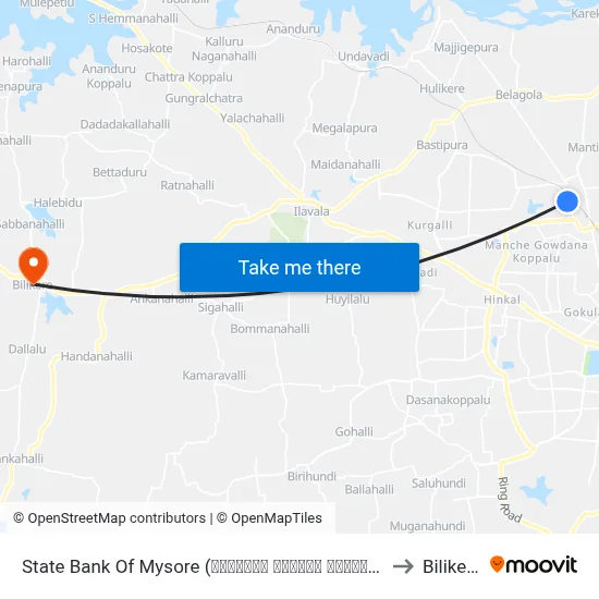 State Bank Of Mysore (ಮೈಸೂರಿನ ಸ್ಟೇಟ್ ಬ್ಯಾಂಕ್) to Bilikere map