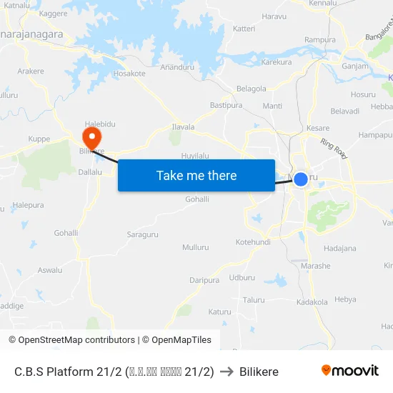 C.B.S Platform 21/2 (ನ.ಬ.ನಿ ಅಂಕಣ 21/2) to Bilikere map