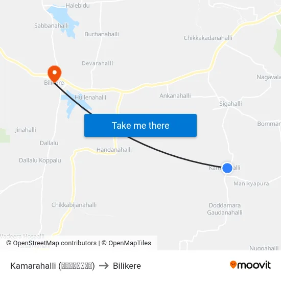 Kamarahalli (ಕಮರಹಳ್ಳಿ) to Bilikere map
