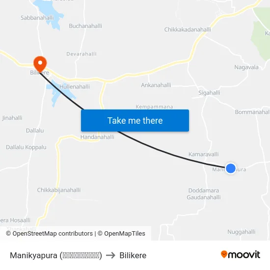 Manikyapura (ಮಾಣಿಕ್ಯಪುರ) to Bilikere map