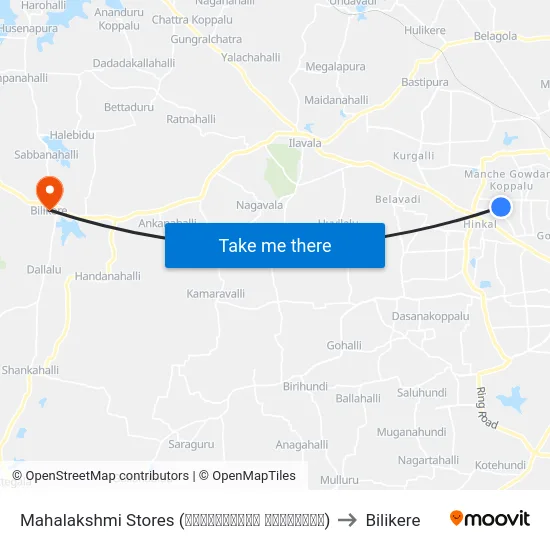 Mahalakshmi Stores (ಮಹಾಲಕ್ಷ್ಮೀ ಸ್ಟೋರ‍್ಸ್) to Bilikere map