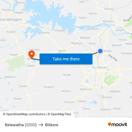 Belawatha (ಬೆಳವತ) to Bilikere map