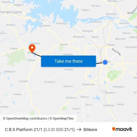 C.B.S Platform 21/1 (ನ.ಬ.ನಿ ಅಂಕಣ 21/1) to Bilikere map