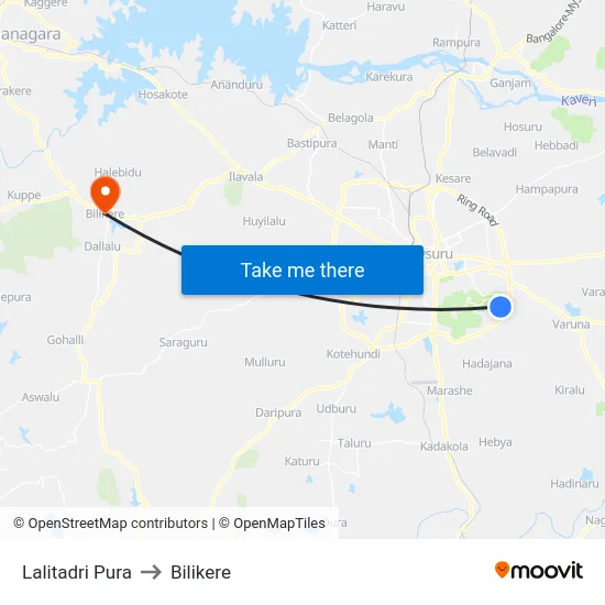 Lalitadri Pura to Bilikere map