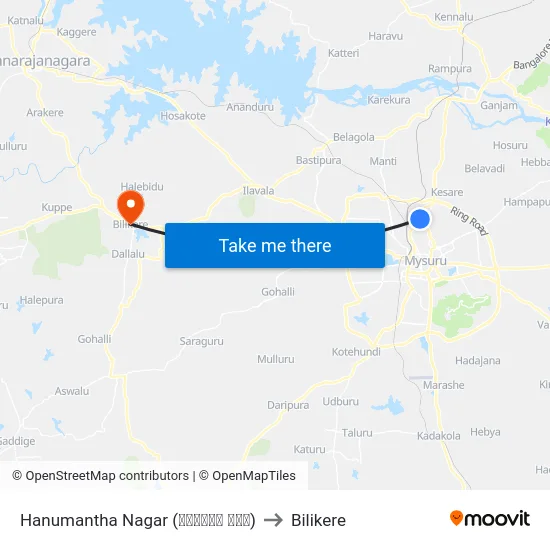 Hanumantha Nagar (ಹನುಮಂತ ನಗರ) to Bilikere map