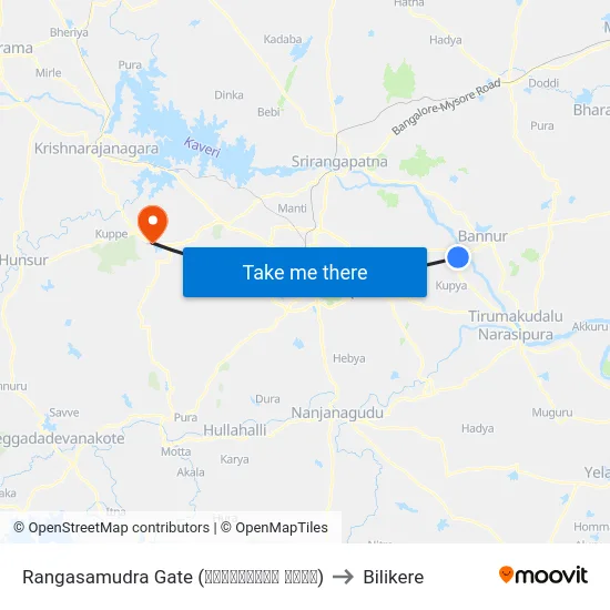 Rangasamudra Gate (ರಂಗಸಮುದ್ರ ಗೇಟ್) to Bilikere map