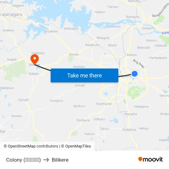 Colony (ಕಾಲೋನಿ) to Bilikere map