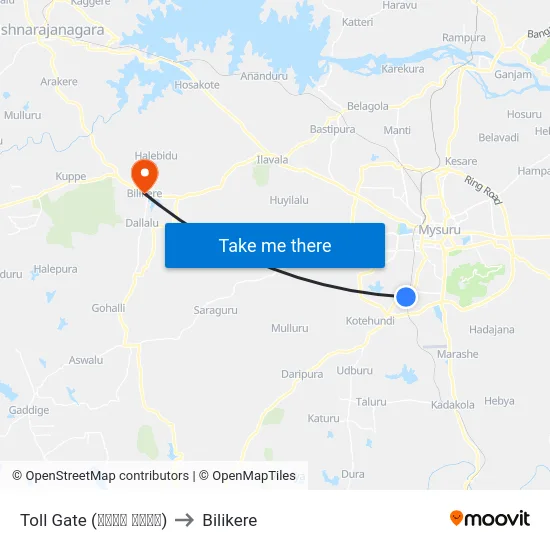Toll Gate (ಟೋಲ್‌ ಗೇಟ್) to Bilikere map