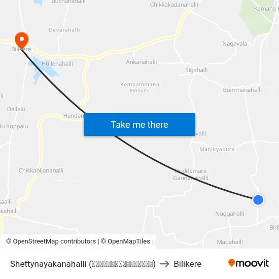 Shettynayakanahalli (ಶೆಟ್ಟಿನಾಯಕನಹಳ್ಳಿ) to Bilikere map