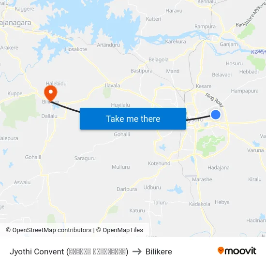 Jyothi Convent (ಜ್ಯೋತಿ ಕಾನ್ವೆಂಟ್) to Bilikere map
