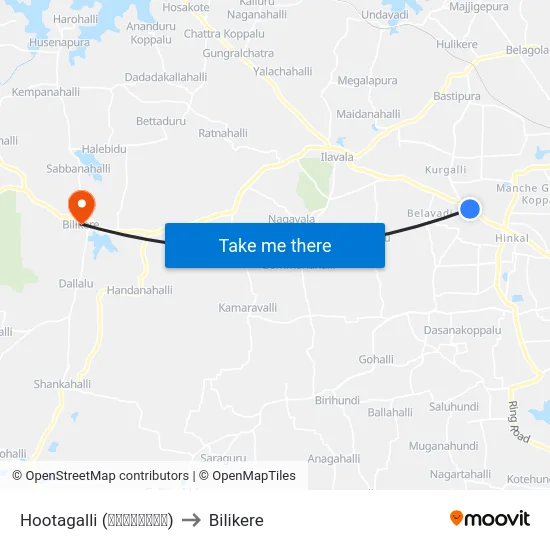 Hootagalli (ಹೂಟಗಳ್ಳಿ) to Bilikere map