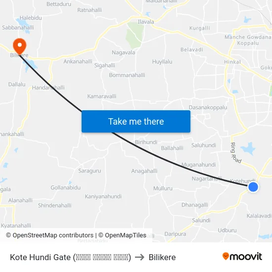 Kote Hundi Gate (ಕೋಟೆ ಹುಂಡಿ ಗೇಟ್) to Bilikere map