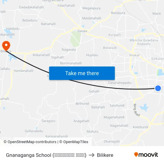 Gnanaganga School (ಜ್ಞಾನಗಂಗಾ ಶಾಲೆ) to Bilikere map