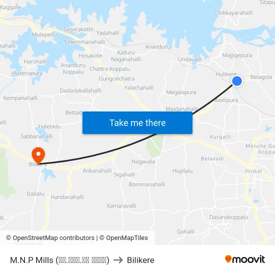 M.N.P Mills (ಎಂ.ಎನ್.ಪಿ ಮಿಲ್) to Bilikere map