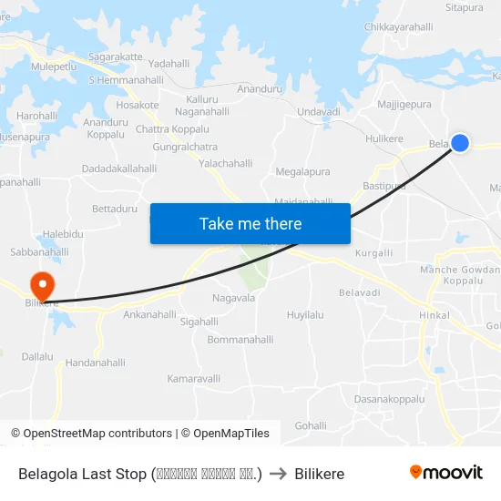 Belagola Last Stop (ಬೆಳಗೊಳ ಕೊನೆಯ ನಿ.) to Bilikere map