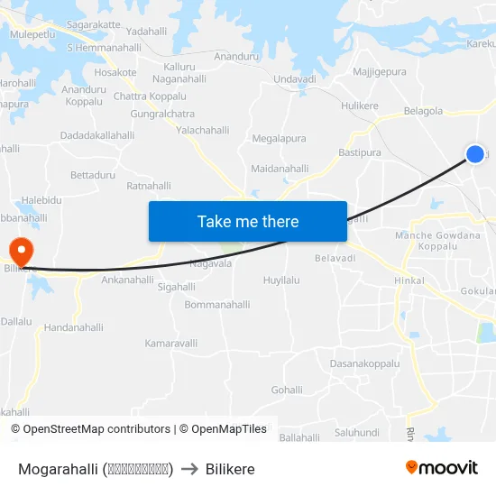 Mogarahalli (ಮೊಗರಹಳ್ಳಿ) to Bilikere map