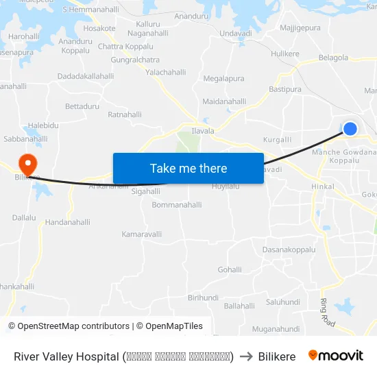 River Valley Hospital (ರಿವರ್ ವ್ಯಾಲೀ ಆಸ್ಪತ್ರೆ) to Bilikere map