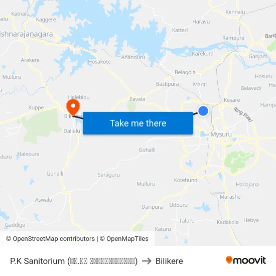 P.K Sanitorium (ಪಿ.ಕೆ ಸ್ಯಾನಿಟೋರಿಯಂ) to Bilikere map