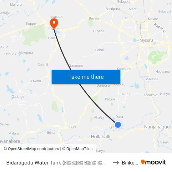 Bidaragodu Water Tank (ಬಿದರಗೊಡು ವಾಟರ್ ಟ್ಯಾಂಕ್) to Bilikere map