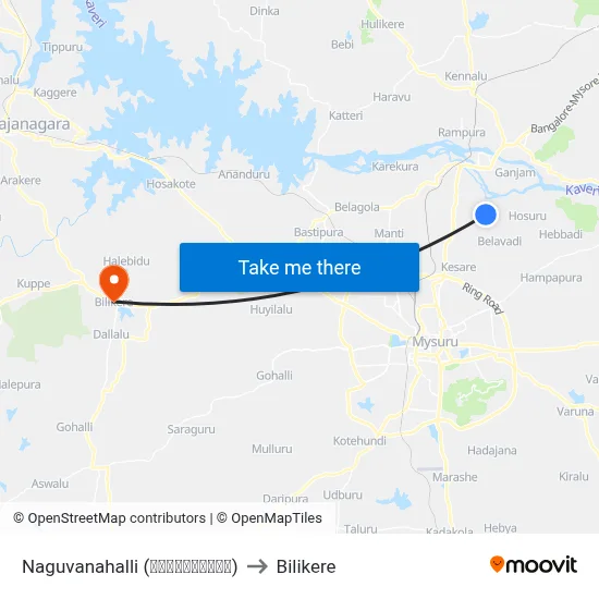Naguvanahalli (ನಗುವನಹಳ್ಳಿ) to Bilikere map