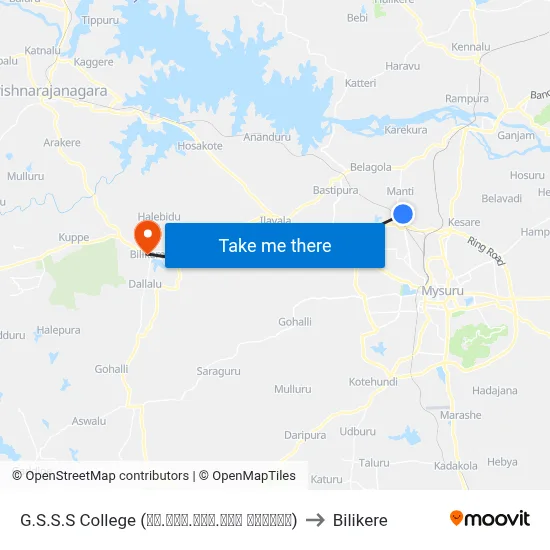 G.S.S.S College (ಜಿ.ಎಸ್.ಎಸ್.ಎಸ್ ಕಾಲೇಜು) to Bilikere map