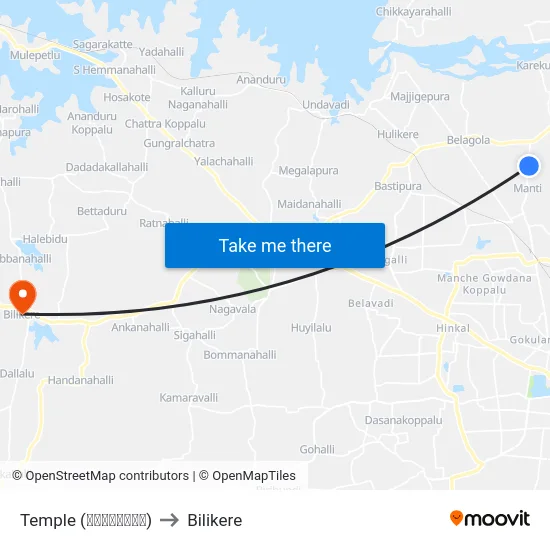 Temple (ದೇವಸ್ಥಾನ) to Bilikere map