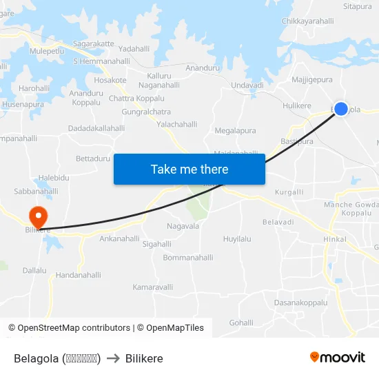 Belagola (ಬೆಳಗೊಳ) to Bilikere map