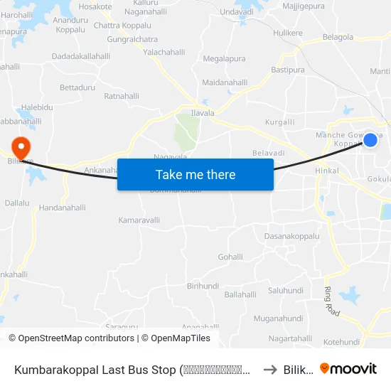 Kumbarakoppal Last Bus Stop (ಕುಂಬಾರಕೊಪ್ಪಲು ಕೊನೆಯ ಬಸ್ ನಿ.) to Bilikere map