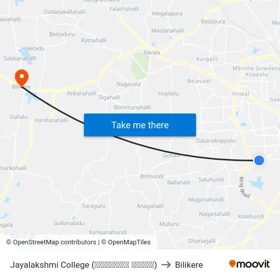 Jayalakshmi College (ಜಯಲಕ್ಷ್ಮೀ ಕಾಲೇಜು) to Bilikere map