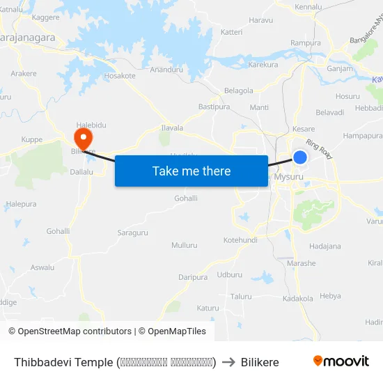 Thibbadevi Temple (ತಿಬ್ಬದೇವಿ ದೇವಸ್ಥಾನ) to Bilikere map