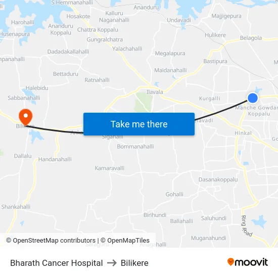 Bharath Cancer Hospital to Bilikere map