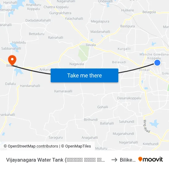 Vijayanagara Water Tank (ವಿಜಯನಗರ ವಾಟರ್ ಟ್ಯಾಂಕ್) to Bilikere map