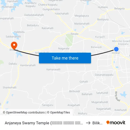 Anjaneya Swamy Temple (ಆಂಜನೇಯ ಸ್ವಾಮಿ ದೇವಸ್ಥಾನ) to Bilikere map