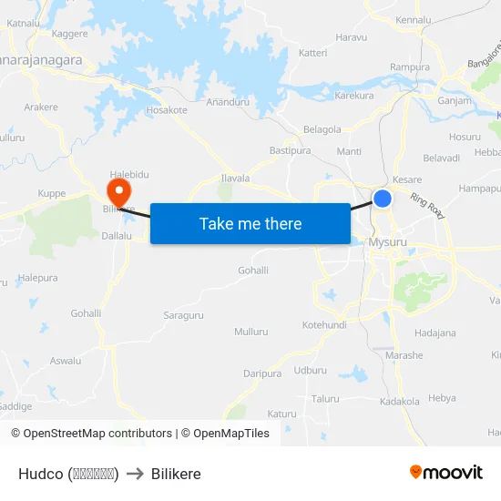 Hudco (ಹುಡ್ಕೋ) to Bilikere map